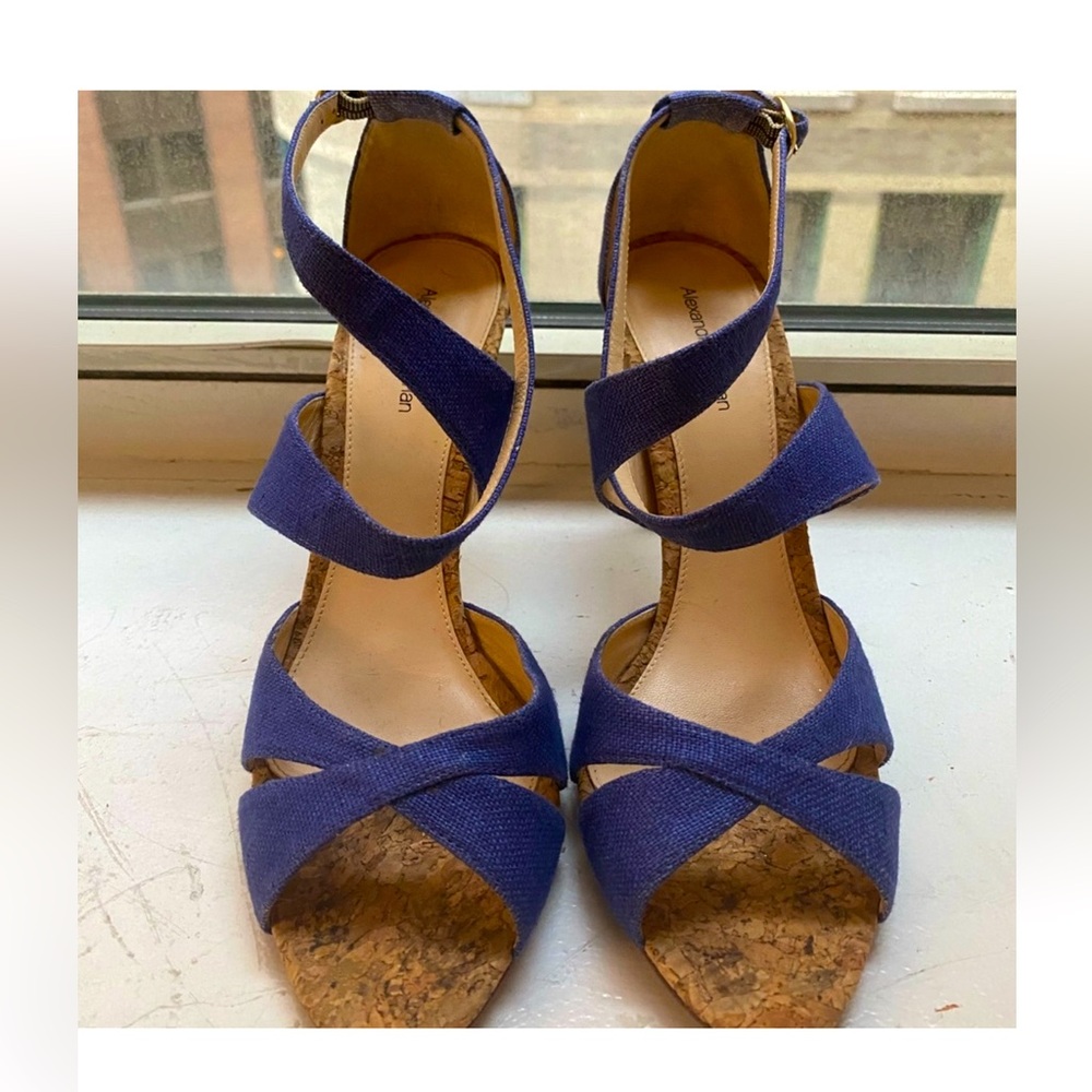 Alexander Birman Blue Strappy cork heels